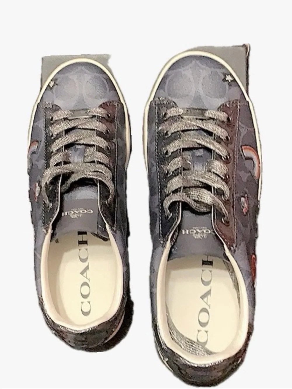 Coach Blue Fun Two Toned Sneakers with Embellishments. Size 8.5.